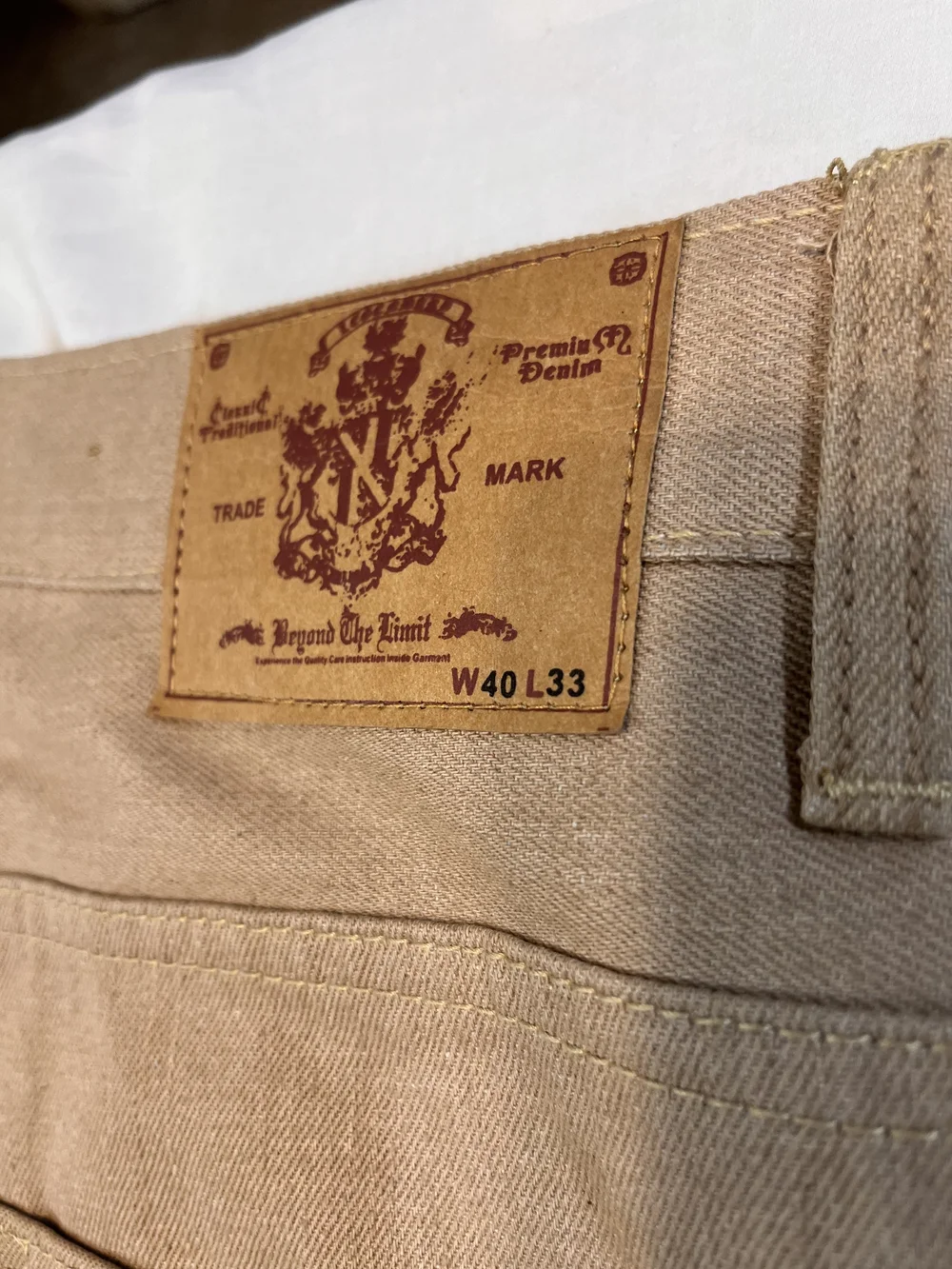 Byon The Limit. Men's Beige Denim Pants W40 L33